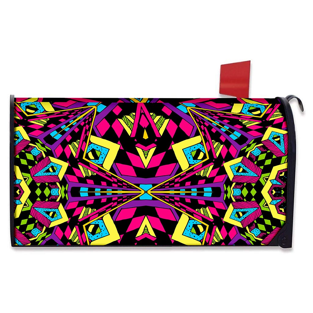 Psychedelic Ethnic Trippy Print Mailbox Cover