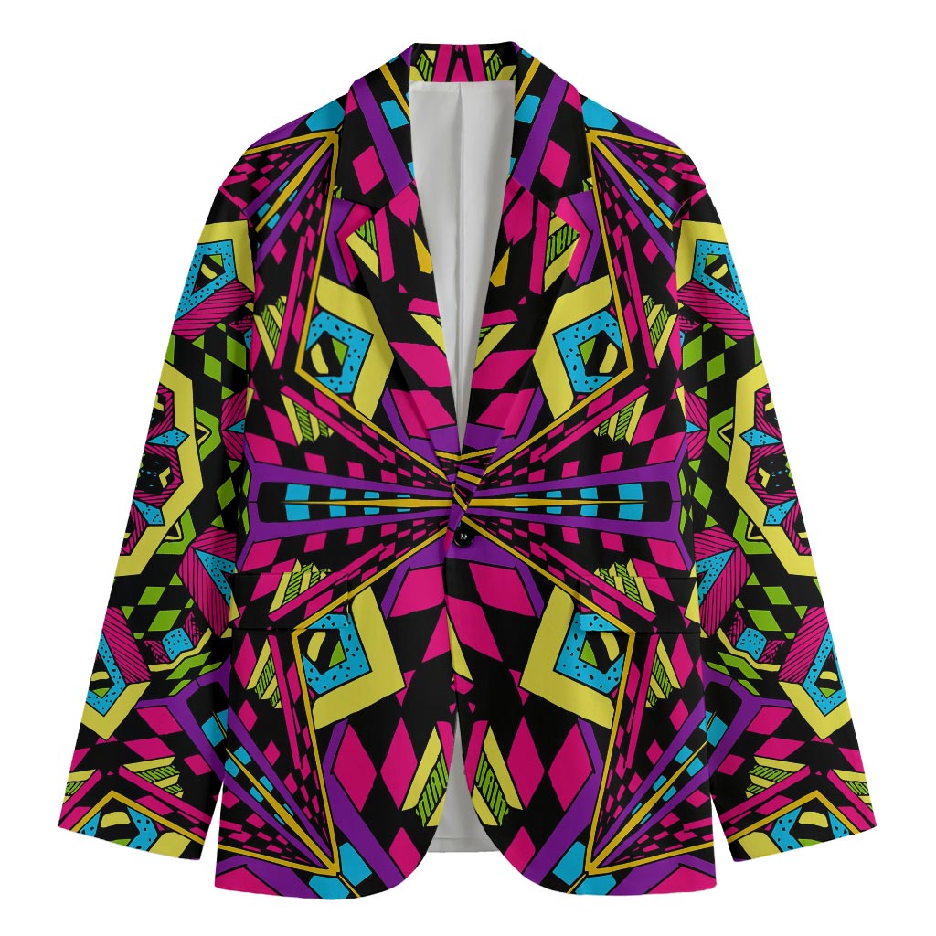 Psychedelic Ethnic Trippy Print Men's Cotton Blazer