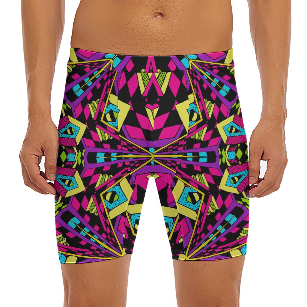 Psychedelic Ethnic Trippy Print Men's Long Boxer Briefs