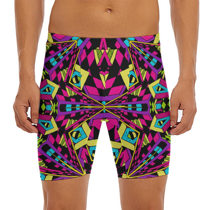 Psychedelic Ethnic Trippy Print Men's Long Boxer Briefs