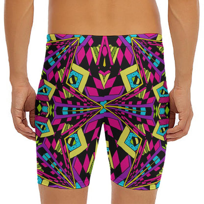 Psychedelic Ethnic Trippy Print Men's Long Boxer Briefs