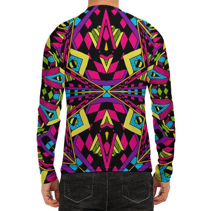 Psychedelic Ethnic Trippy Print Men's Long Sleeve Rash Guard