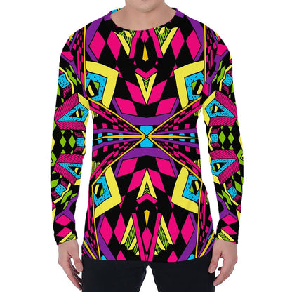 Psychedelic Ethnic Trippy Print Men's Long Sleeve T-Shirt