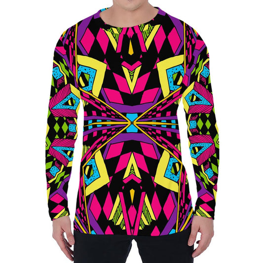 Psychedelic Ethnic Trippy Print Men's Long Sleeve T-Shirt