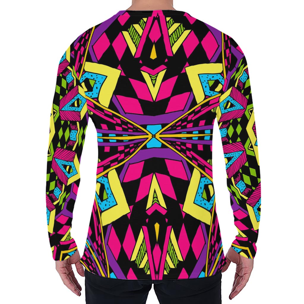 Psychedelic Ethnic Trippy Print Men's Long Sleeve T-Shirt
