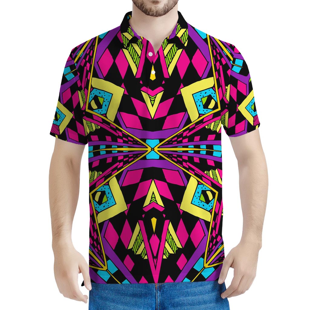 Psychedelic Ethnic Trippy Print Men's Polo Shirt