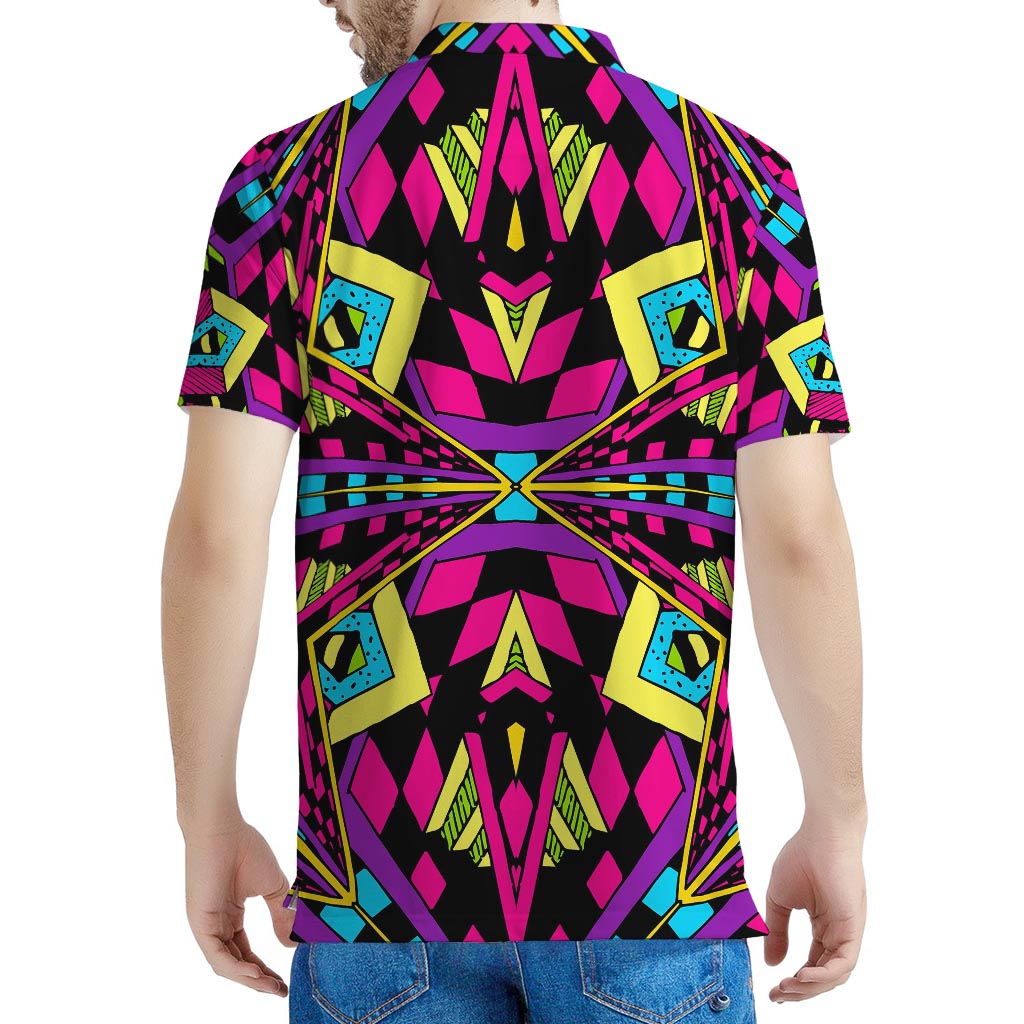 Psychedelic Ethnic Trippy Print Men's Polo Shirt