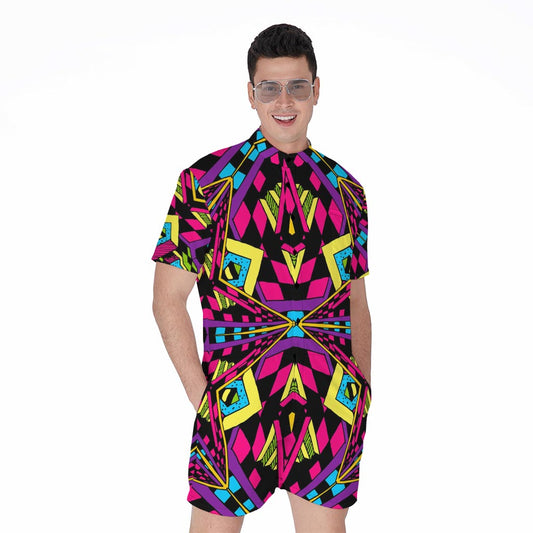 Psychedelic Ethnic Trippy Print Men's Rompers