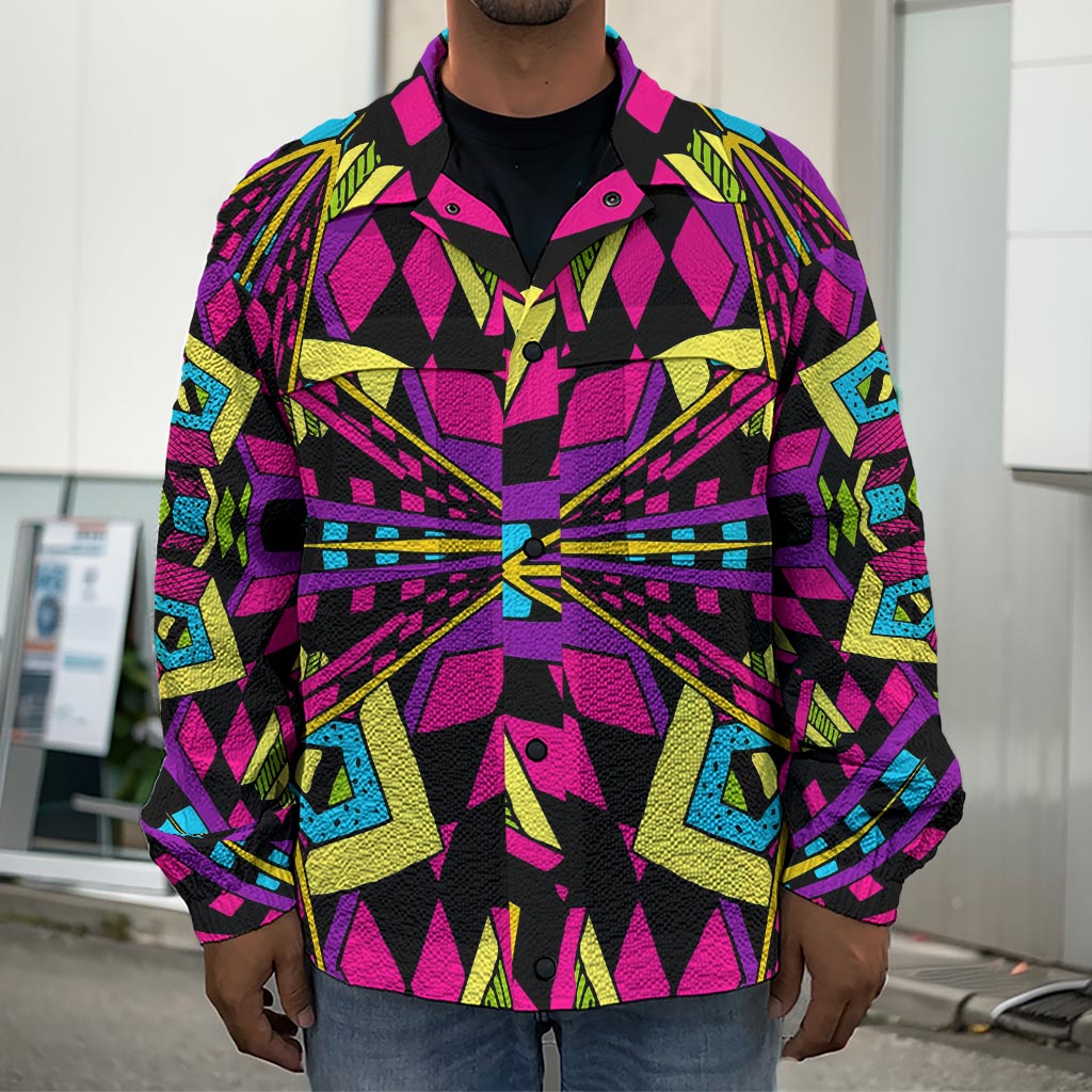 Psychedelic Ethnic Trippy Print Men's Shirt Jacket