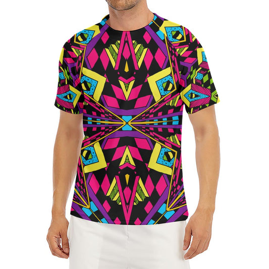 Psychedelic Ethnic Trippy Print Men's Short Sleeve Rash Guard