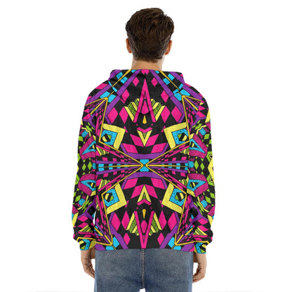 Psychedelic Ethnic Trippy Print Men's Velvet Pullover Hoodie