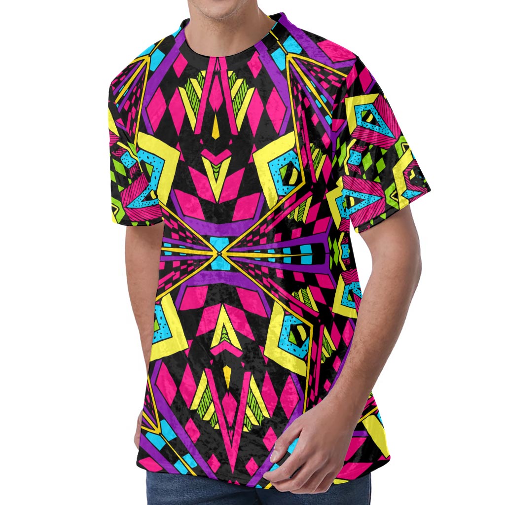 Psychedelic Ethnic Trippy Print Men's Velvet T-Shirt