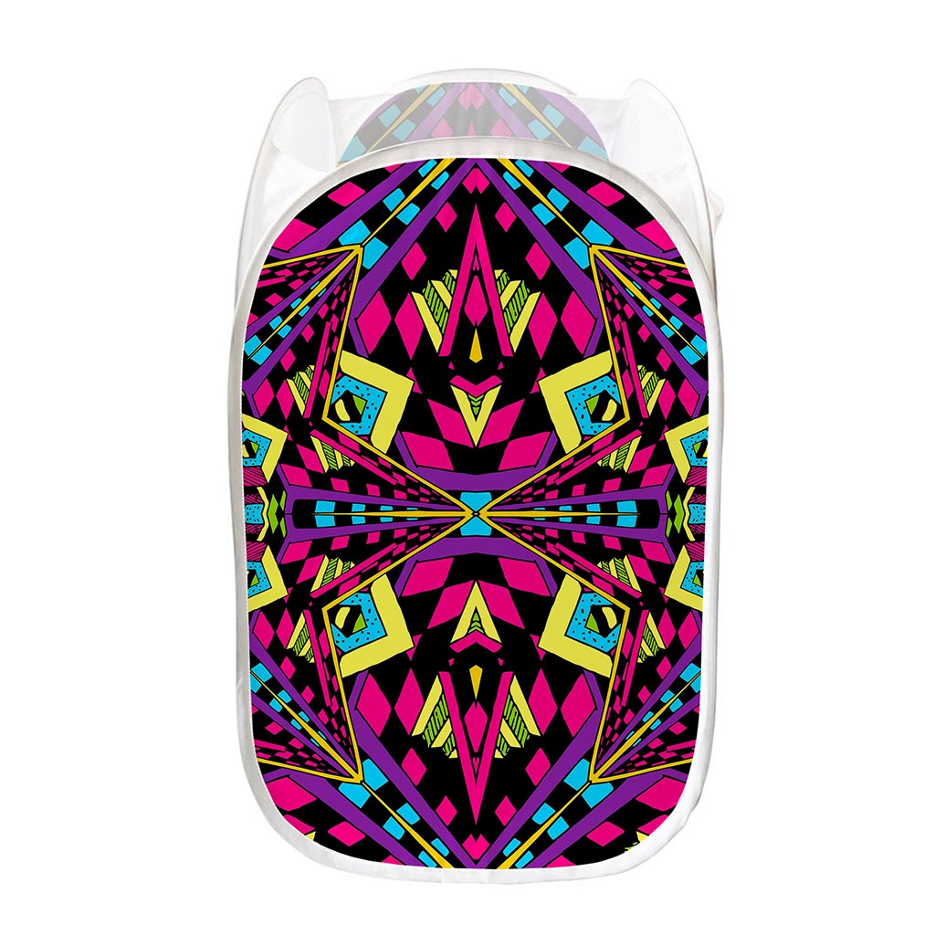 Psychedelic Ethnic Trippy Print Mesh Laundry Hamper