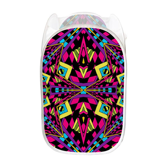 Psychedelic Ethnic Trippy Print Mesh Laundry Hamper