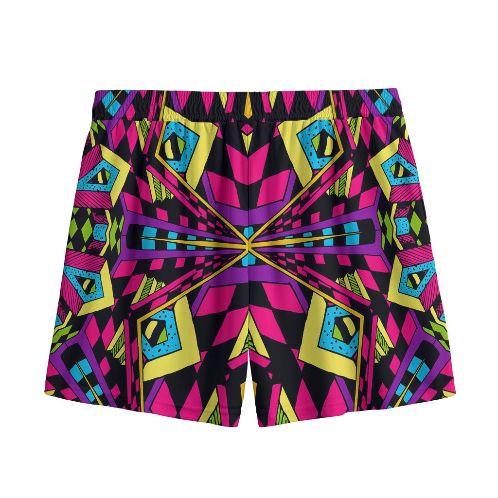 Psychedelic Ethnic Trippy Print Mesh Shorts