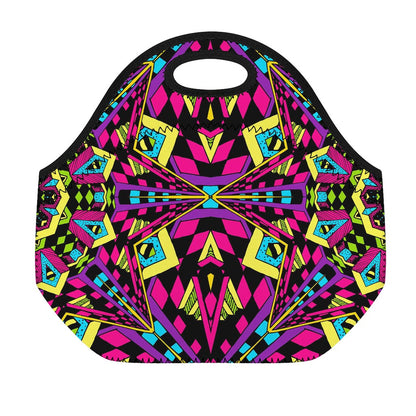 Psychedelic Ethnic Trippy Print Neoprene Lunch Bag