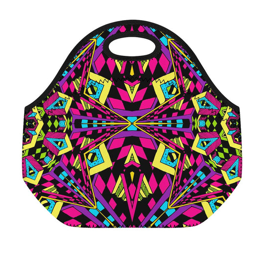 Psychedelic Ethnic Trippy Print Neoprene Lunch Bag