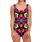 Psychedelic Ethnic Trippy Print One Piece Swimsuit