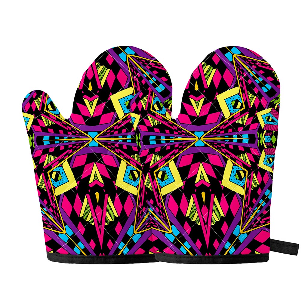 Psychedelic Ethnic Trippy Print Oven Mitts
