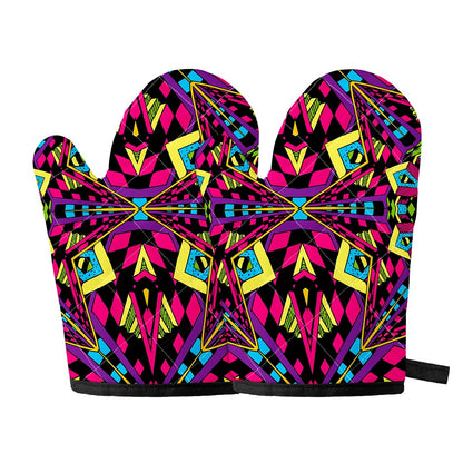 Psychedelic Ethnic Trippy Print Oven Mitts