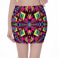 Psychedelic Ethnic Trippy Print Pencil Mini Skirt