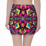 Psychedelic Ethnic Trippy Print Pencil Mini Skirt