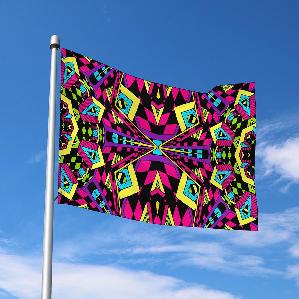 Psychedelic Ethnic Trippy Print Polyester Flag