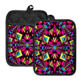 Psychedelic Ethnic Trippy Print Pot Holders With Pocket