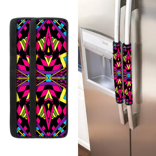 Psychedelic Ethnic Trippy Print Refrigerator Handle Covers