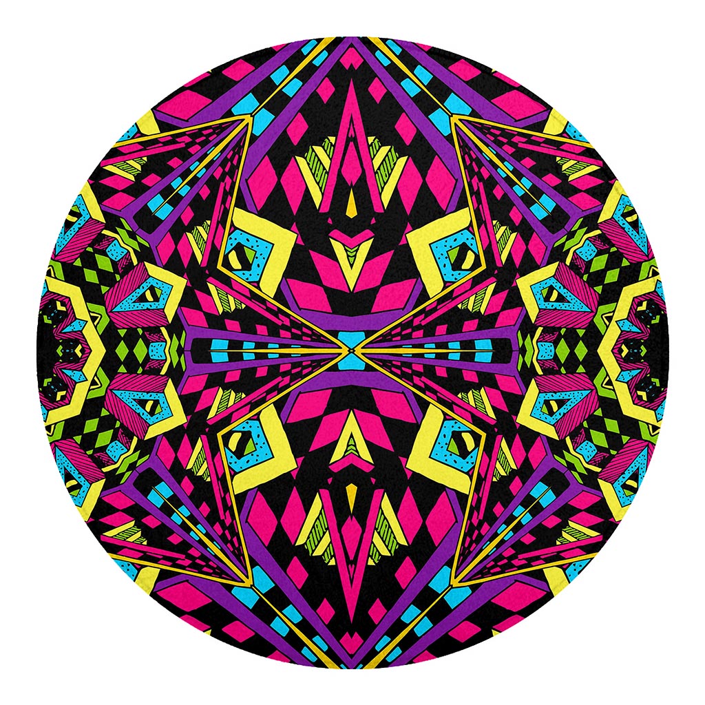 Psychedelic Ethnic Trippy Print Round Blanket
