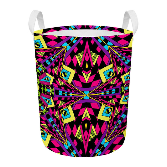 Psychedelic Ethnic Trippy Print Round Laundry Basket