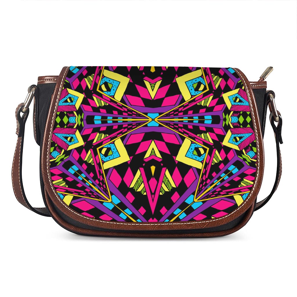 Psychedelic Ethnic Trippy Print Saddle Bag