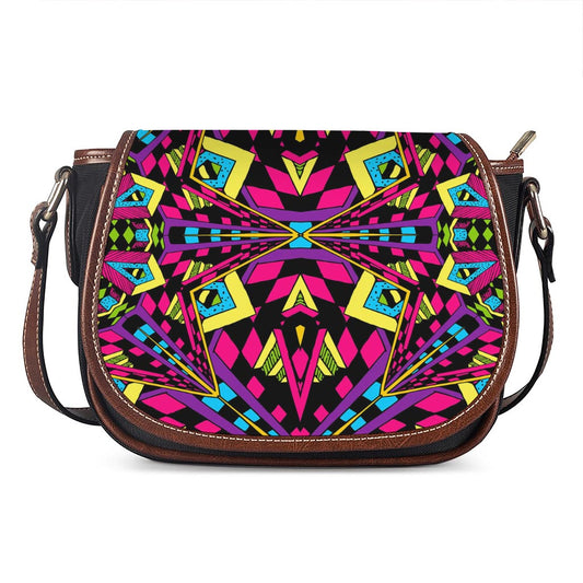 Psychedelic Ethnic Trippy Print Saddle Bag
