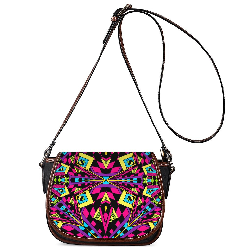 Psychedelic Ethnic Trippy Print Saddle Bag