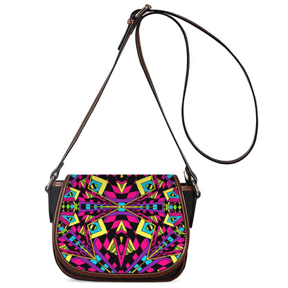Psychedelic Ethnic Trippy Print Saddle Bag