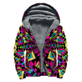 Psychedelic Ethnic Trippy Print Sherpa Lined Zip Up Hoodie