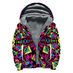 Psychedelic Ethnic Trippy Print Sherpa Lined Zip Up Hoodie