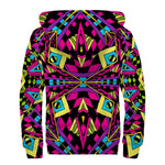 Psychedelic Ethnic Trippy Print Sherpa Lined Zip Up Hoodie