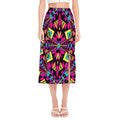 Psychedelic Ethnic Trippy Print Side Slit Midi Skirt