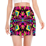 Psychedelic Ethnic Trippy Print Side Slit Mini Skirt