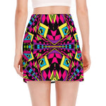 Psychedelic Ethnic Trippy Print Side Slit Mini Skirt