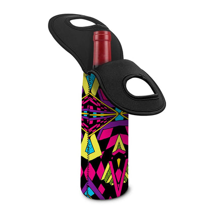 Psychedelic Ethnic Trippy Print Single Neoprene Wine Tote