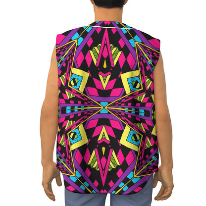 Psychedelic Ethnic Trippy Print Sleeveless Baseball Jersey