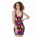 Psychedelic Ethnic Trippy Print Sleeveless Bodycon Dress
