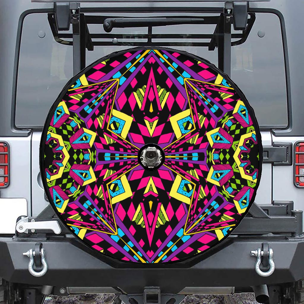 Psychedelic Ethnic Trippy Print Tire Cover With Camera Hole