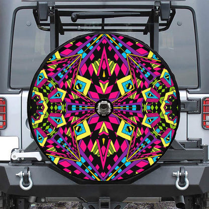 Psychedelic Ethnic Trippy Print Tire Cover With Camera Hole