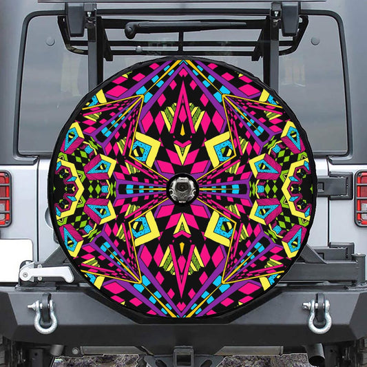 Psychedelic Ethnic Trippy Print Tire Cover With Camera Hole