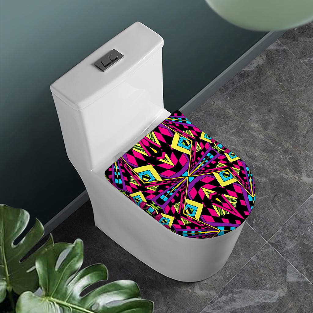 Psychedelic Ethnic Trippy Print Toilet Lid Cover