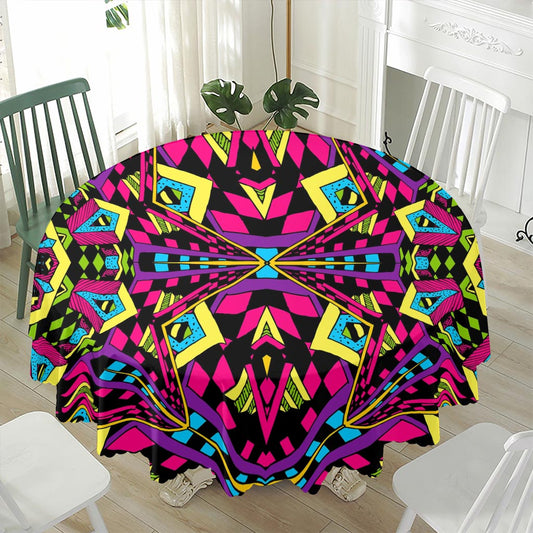 Psychedelic Ethnic Trippy Print Waterproof Round Tablecloth