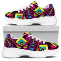 Psychedelic Ethnic Trippy Print White Chunky Shoes